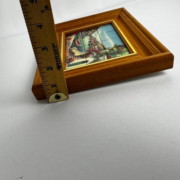 Glazed Tile 1.25" Paint of Mediterranean Coastal Scene Costa Del Sol Ruz Spain - Picture 10 of 14